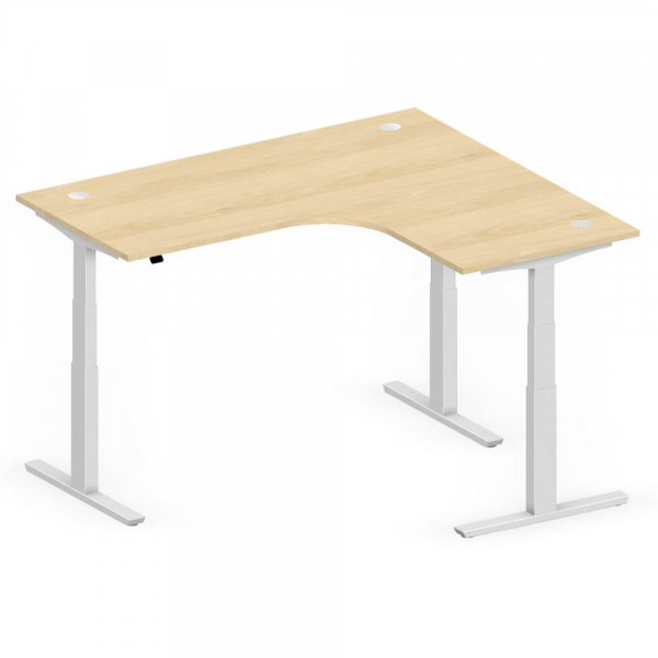 4255704309270 - Sitz-Steh-Schreibtisch Jumbo Multi M Pro 295105 elektrisch höhenverstellbar  1800mmxmm (BxT) L-Form buche   Alusilber RAL 90