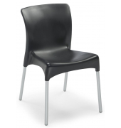 Schalenstuhl IBIZA, schwarz / silber, ohne Armlehnen, 4-Fuß-Gestell