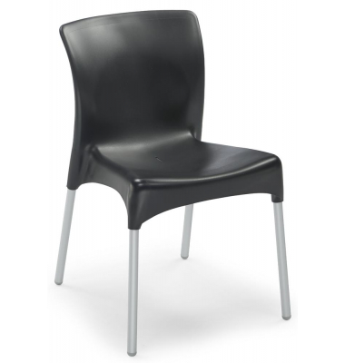 Schalenstuhl IBIZA, schwarz / silber, ohne Armlehnen, 4-Fuß-Gestell