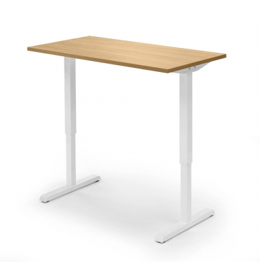 Sitz-Steh-Schreibtisch, elektrisch h&ouml;henverstellbar, 71,5-120,5cm (H), 160x65cm (BxT), rechteckig, buche / wei&szlig;