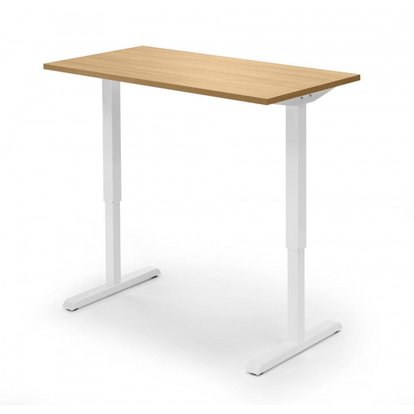 4255704309669 - Sitz-Steh-Schreibtisch 330471 elektrisch höhenverstellbar 65-130cm (H) 160x65cm (BxT) rechteckig buche   weiß 4255704309669