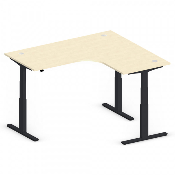 4255704309836 - Sitz-Steh-Schreibtisch Jumbo Multi M 295170 elektrisch höhenverstellbar  1800mmxmm (BxT) L-Form ahorn   Schwarz RAL 9005 425