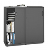 Schiebet&uuml;renschrank MULTI M pro 333257, abschlie&szlig;bar, 2x3 OH, anthrazit, 120x114x42cm (BxHxT)