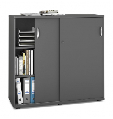 Schiebet&uuml;renschrank MULTI M pro 333257, abschlie&szlig;bar, 2x3 OH, anthrazit, 120x114x42cm (BxHxT)