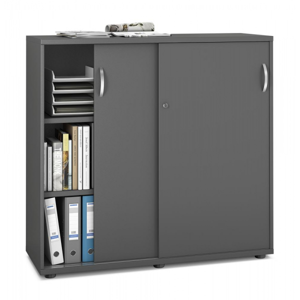 Deskin Schiebetürenschrank MULTI M pro 333257, abschließbar, 2x3 OH, anthrazit, 120x114x42cm (BxHxT)  Deskin