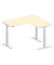 Sitz-Steh-Schreibtisch Jumbo Multi M, elektrisch h&ouml;henverstellbar, 65-130cm (H), 180x160cm (BxT), L-Form, ahorn / silber