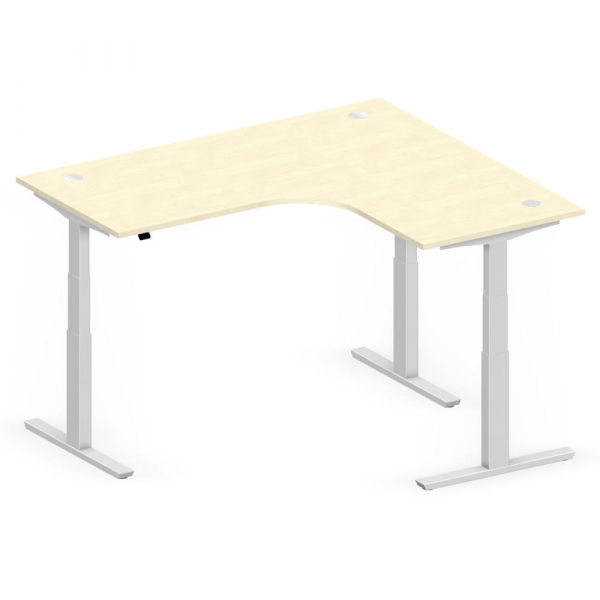 4255704309980 - Sitz-Steh-Schreibtisch Jumbo Multi M Pro 295106 elektrisch höhenverstellbar  1800mmxmm (BxT) L-Form ahorn   Alusilber RAL 90