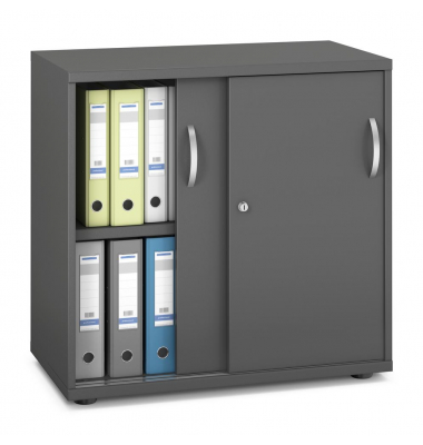 Schiebet&uuml;renschrank MULTI M pro 333247, abschlie&szlig;bar, 2 OH, anthrazit, 80x78x42cm (BxHxT)