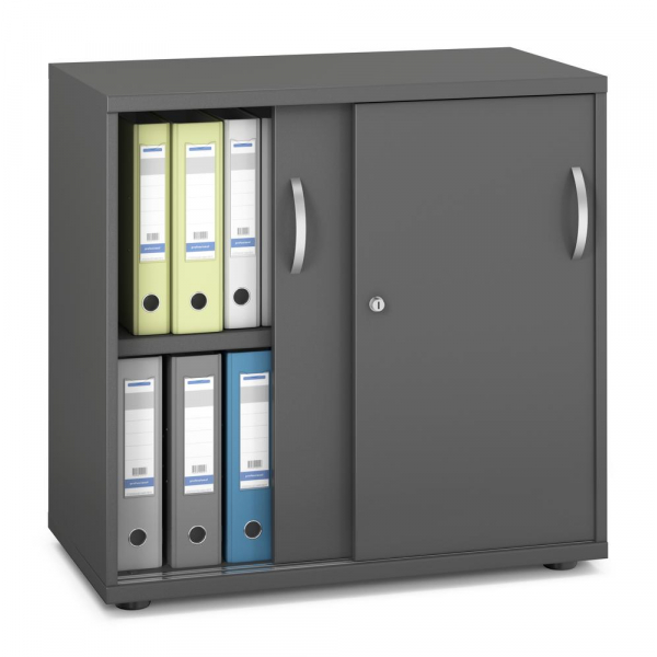 Deskin Schiebetürenschrank MULTI M pro 333247, abschließbar, 2 OH, anthrazit, 80x78x42cm (BxHxT)  Deskin