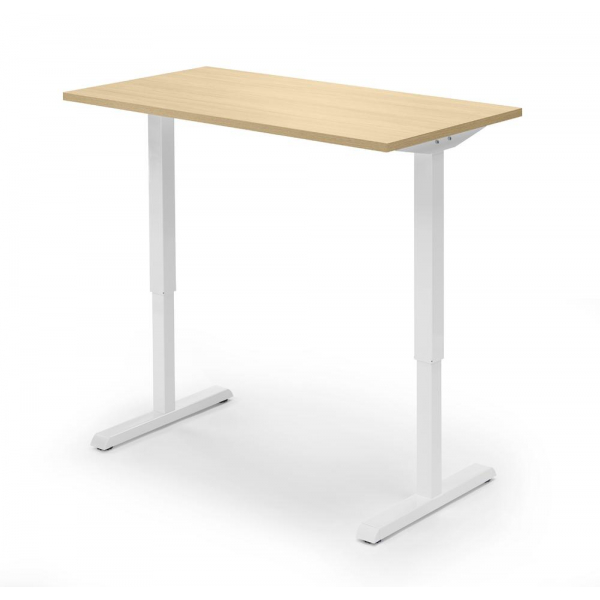 4255704310351 - Sitz-Steh-Schreibtisch 330472 elektrisch höhenverstellbar 65-130cm (H) 160x65cm (BxT) rechteckig ahorn   weiß 4255704310351