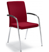 Besucher- und Konferenzstuhl RIVA 4, rot / chrom, mit Armlehnen, 4-Fuß-Gestell