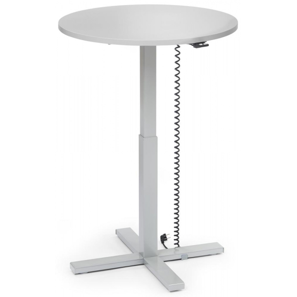 4255704310443 - Sitz-Steh-Schreibtisch MODUL Monosäule 294732 elektrisch höhenverstellbar 65-130cm (H) 80x80cm (BxT) rund lichtgrau   silbe