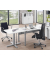 Sitz-Steh-Schreibtisch MODUL Monos&auml;ule, elektrisch h&ouml;henverstellbar, 71,5-120,5cm (H), 80x80cm (BxT), quadratisch, wei&szlig; / silber