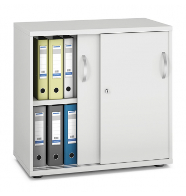 Schiebet&uuml;renschrank MULTI M pro 294462, abschlie&szlig;bar, 2 OH, wei&szlig;, 80x78x42cm (BxHxT)