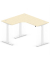 Sitz-Steh-Schreibtisch Jumbo Multi M, elektrisch höhenverstellbar, 65-130cm (H), 180x160cm (BxT), L-Form, ahorn / weiß