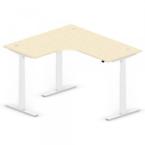 4255704310702 - Sitz-Steh-Schreibtisch Jumbo Multi M 295130 elektrisch höhenverstellbar  1800mmxmm (BxT) L-Form ahorn   Weiß RAL 9016 425570