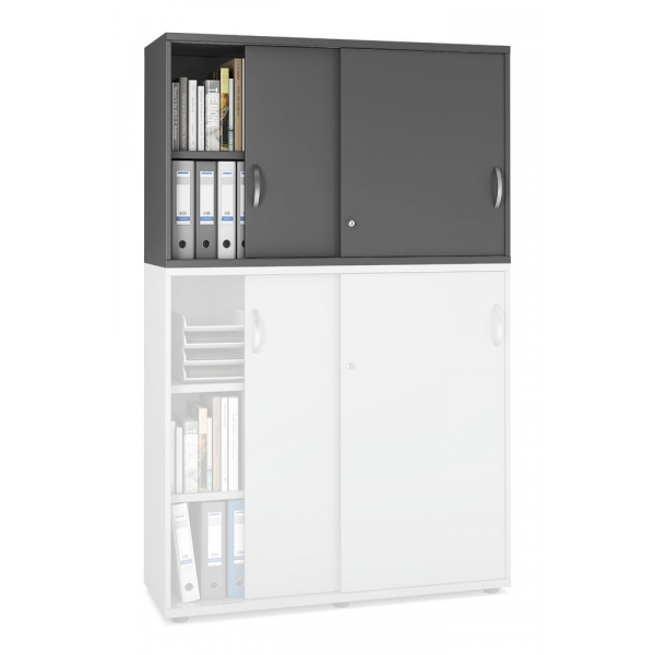 Deskin Aufsatzschrank MULTI M pro 333269, abschließbar, 2x2 OH, anthrazit, 120x75x42cm (BxHxT)  Deskin