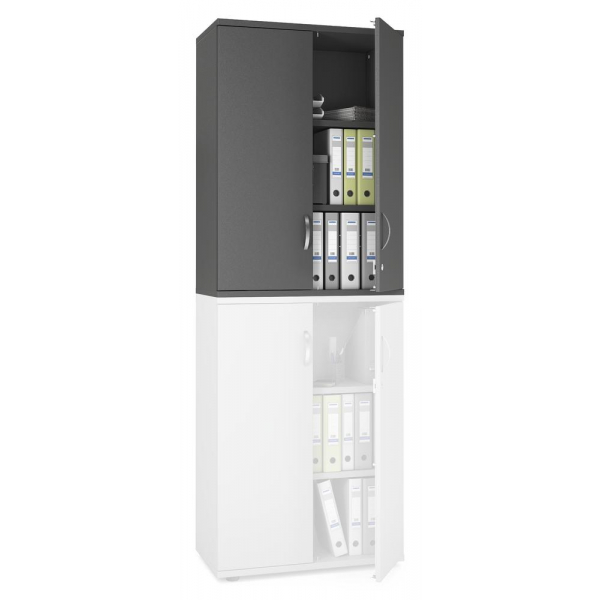 Deskin Aufsatzschrank MULTI M pro 333171, abschließbar, 3 OH, anthrazit, 80x111x42cm (BxHxT)  Deskin