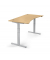 Sitz-Steh-Schreibtisch Cockpit MULTI M, elektrisch höhenverstellbar, 65-130cm (H), 200x90cm (BxT), Cockpitform, buche / silber