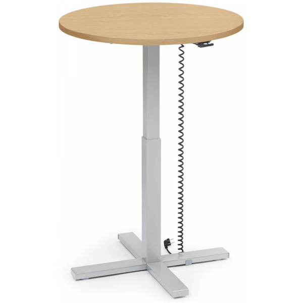 4255704311150 - Sitz-Steh-Schreibtisch MODUL Monosäule 294733 elektrisch höhenverstellbar 65-130cm (H) 80x80cm (BxT) rund buche   silber 42