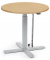 Sitz-Steh-Schreibtisch MODUL Monosäule, elektrisch höhenverstellbar, 71,5-120,5cm (H), 80x80cm (BxT), rund, buche / silber