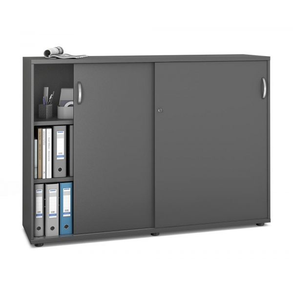 Deskin Schiebetürenschrank MULTI M pro 333259, abschließbar, 2x3 OH, anthrazit, 160x114x42cm (BxHxT)  Deskin