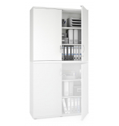 Aufsatzschrank MULTI M pro 294449, abschlie&szlig;bar, 2x3 OH, wei&szlig;, 120x111x42cm (BxHxT)