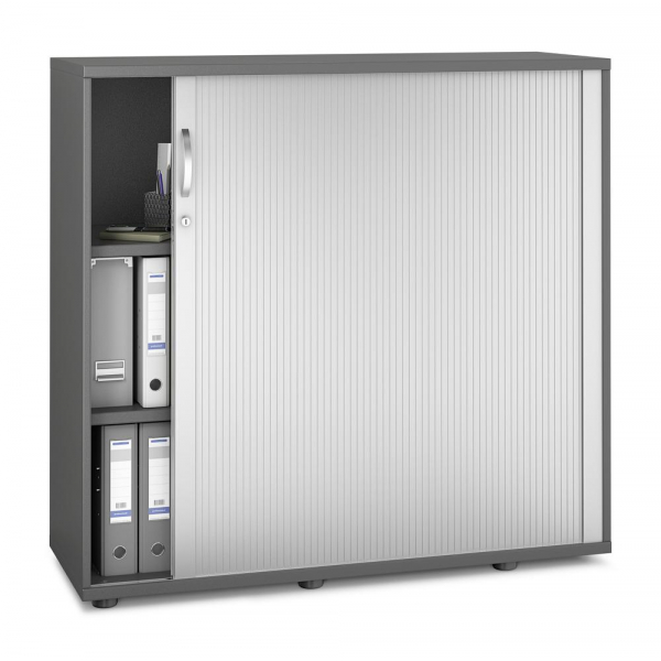 Deskin Rollladenschrank MULTI M pro 333291, abschließbar, 2x3 OH, anthrazit/alusilber, 120x114x42cm (BxHxT)  Deskin