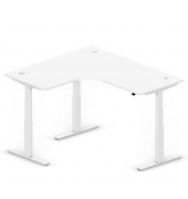 Sitz-Steh-Schreibtisch Jumbo Multi M, elektrisch höhenverstellbar, 65-130cm (H), 180x160cm (BxT), L-Form, weiß / weiß