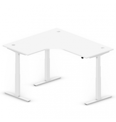 Sitz-Steh-Schreibtisch Jumbo Multi M, elektrisch h&ouml;henverstellbar, 65-130cm (H), 180x160cm (BxT), L-Form, wei&szlig; / wei&szlig;