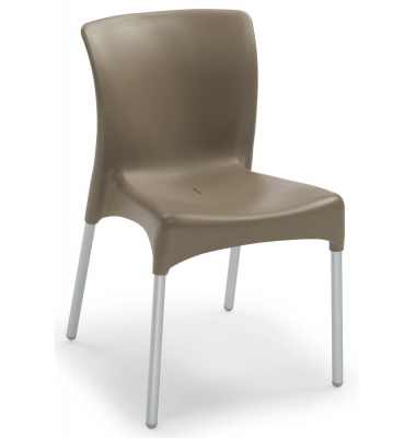 Schalenstuhl IBIZA, hellbraun / silber, ohne Armlehnen, 4-Fuß-Gestell