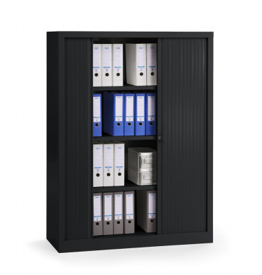 Rollladenschrank 330975, abschließbar, 4 OH, schwarz, 120x160x43cm (BxHxT)