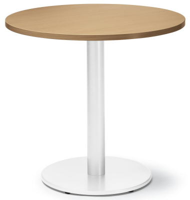 Konferenztisch MODUL, 73,5cm (H), 80x80cm (BxT), 4 Personen, rund, nussbaum / wei&szlig;