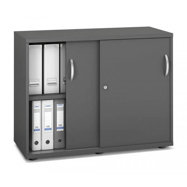 Deskin Schiebetürenschrank MULTI M pro 333249, abschließbar, 2x2 OH, anthrazit, 100x78x42cm (BxHxT)  Deskin