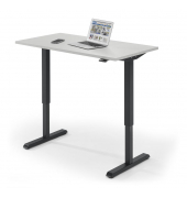 Sitz-Steh-Schreibtisch, elektrisch höhenverstellbar, 71,5-120,5cm (H), 120x65cm (BxT), rechteckig, lichtgrau / schwarz