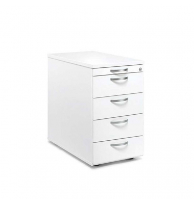 Standcontainer 294415, wei&szlig;, 5 Schubladen, Holz, abschlie&szlig;bar