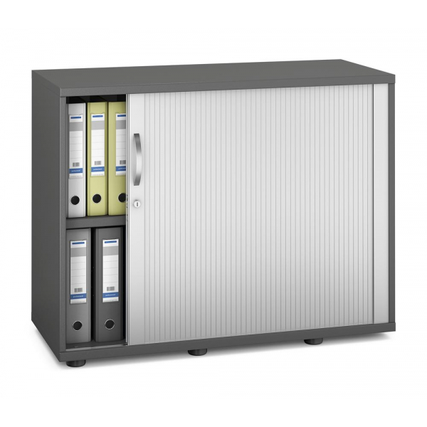 Deskin Rollladenschrank MULTI M pro 333281, abschließbar, 2 OH, anthrazit/alusilber, 100x78x42cm (BxHxT)  Deskin