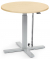 Sitz-Steh-Schreibtisch MODUL Monosäule, elektrisch höhenverstellbar, 71,5-120,5cm (H), 80x80cm (BxT), rund, ahorn / silber