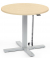 Sitz-Steh-Schreibtisch MODUL Monosäule, elektrisch höhenverstellbar, 71,5-120,5cm (H), 80x80cm (BxT), rund, ahorn / silber