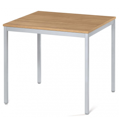 Konferenztisch 332100, 72,8cm (H), 80x80cm (BxT), 4 Personen, quadratisch, nussbaum / silber