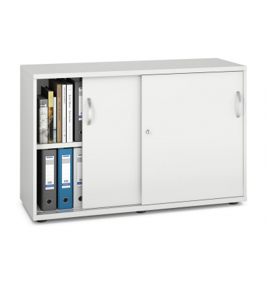 Schiebet&uuml;renschrank MULTI M pro 294464, abschlie&szlig;bar, 2x2 OH, wei&szlig;, 120x78x42cm (BxHxT)