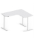Sitz-Steh-Schreibtisch Jumbo Multi M, elektrisch höhenverstellbar, 65-130cm (H), 180x160cm (BxT), L-Form, lichtgrau / weiß