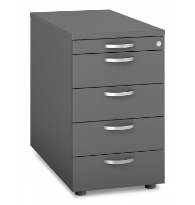 Standcontainer 333371, anthrazit, 5 Schubladen, Holz, abschlie&szlig;bar