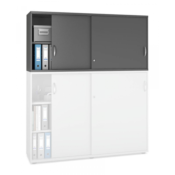 Deskin Aufsatzschrank MULTI M pro 333271, abschließbar, 2x2 OH, anthrazit, 160x75x42cm (BxHxT)  Deskin