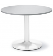 Konferenztisch MODUL, 73,5cm (H), 100x100cm (BxT), 5 Personen, rund, lichtgrau / wei&szlig;