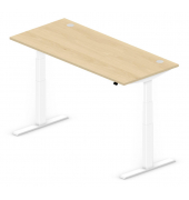 Sitz-Steh-Schreibtisch Comfort Multi M Pro, elektrisch höhenverstellbar, 64-130cm (H), 200x80cm (BxT), rechteckig, buche / weiß