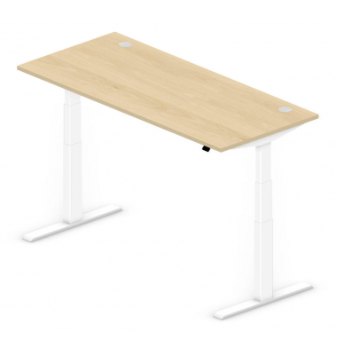 Sitz-Steh-Schreibtisch Comfort Multi M Pro, elektrisch höhenverstellbar, 64-130cm (H), 200x80cm (BxT), rechteckig, buche / weiß