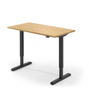 Sitz-Steh-Schreibtisch, elektrisch höhenverstellbar, 71,5-120,5cm (H), 120x65cm (BxT), rechteckig, buche / schwarz