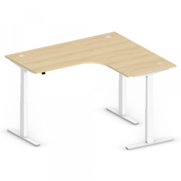 4255704312881 - Sitz-Steh-Schreibtisch Jumbo Multi M 295137 elektrisch höhenverstellbar  1800mmxmm (BxT) L-Form buche   Weiß RAL 9016 425570