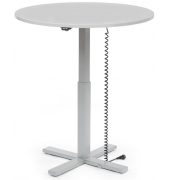 Sitz-Steh-Schreibtisch MODUL Monosäule, elektrisch höhenverstellbar, 71,5-120,5cm (H), 100x80cm (BxT), rund, lichtgrau / silber
